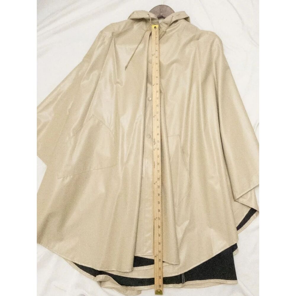 Pappagallo Khaki beige 100% vinyl Rain poncho vinyl. | Sz one size - Picture 5 of 9